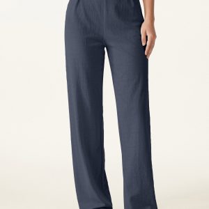 Wrinkle-resistant Cotton-linen Straight Leg Pant