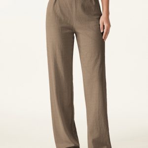 Wrinkle-resistant Cotton-linen Mid Rise Straight Leg Pant