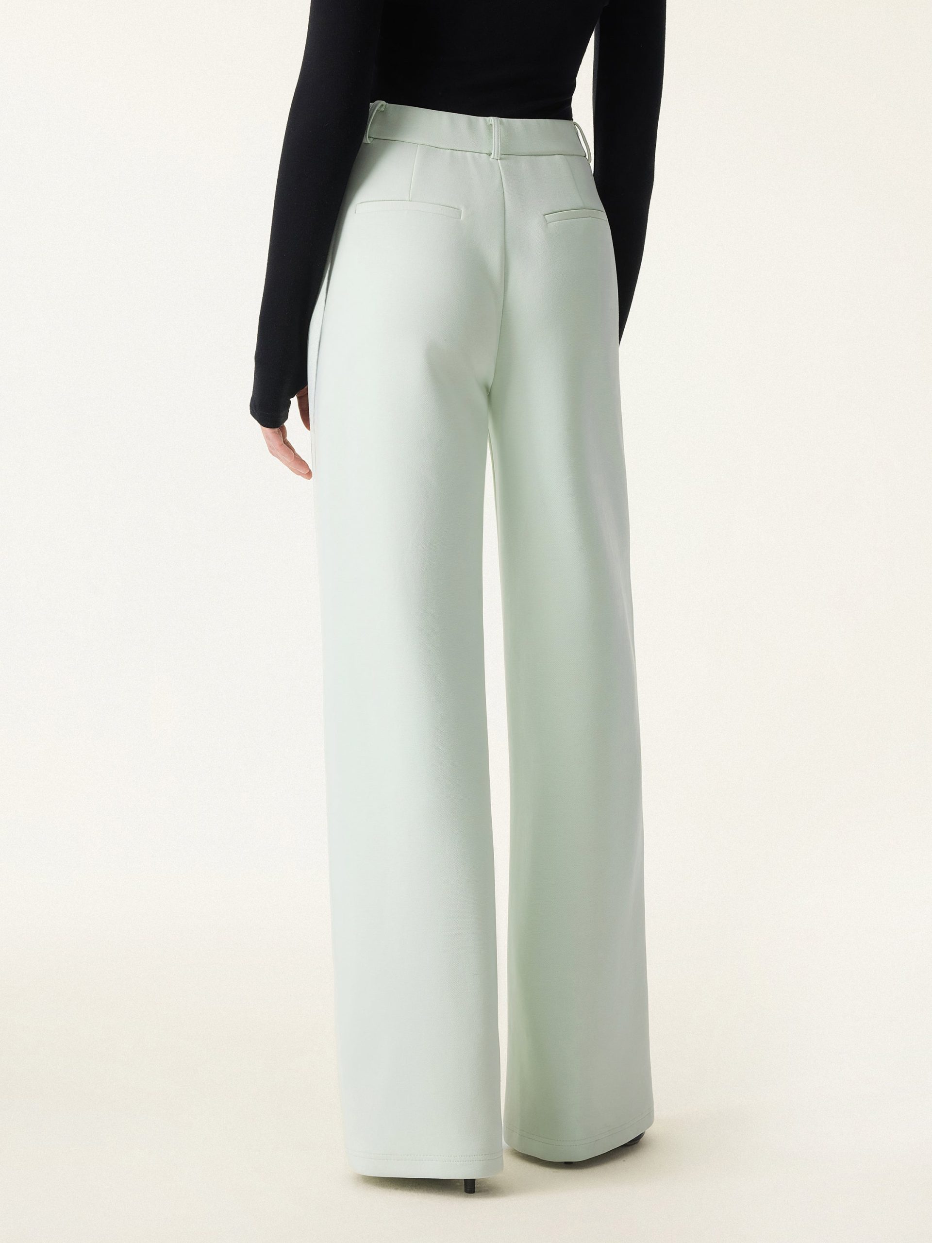 Stretch Cotton Blend Slimming High Rise Wide Leg Pants - Image 11