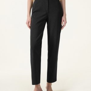 4-Way Stretch High Rise Tapered Leg Pants with Pockets