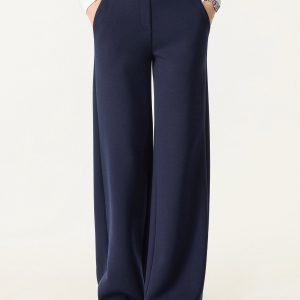 Stretchy Mid Rise Straight Leg Pull-on Pants with Pockets