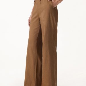 Wrinkle-Resistant Linen Drawstring Wide Leg Pants with Pockets