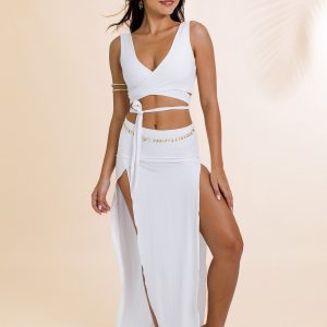 Cleopatra Slit Skirt - White Quartz