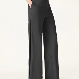 Drapey Mid Rise Wide Leg Pull-on Pants with Pockets