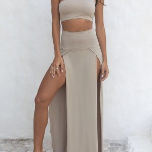 Cleopatra Slit Skirt - Egyptian Sand