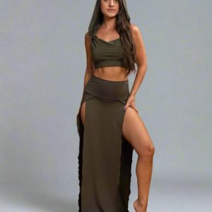 Cleopatra Slit Skirt - Forest Jade