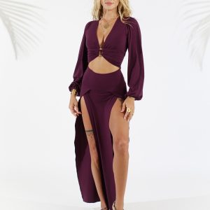 Cleopatra Slit Skirt - Amethyst Purple