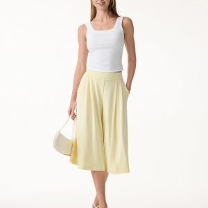 Sandwashed Super Flowy Cropped Palazzo Leg Pants with Pockets